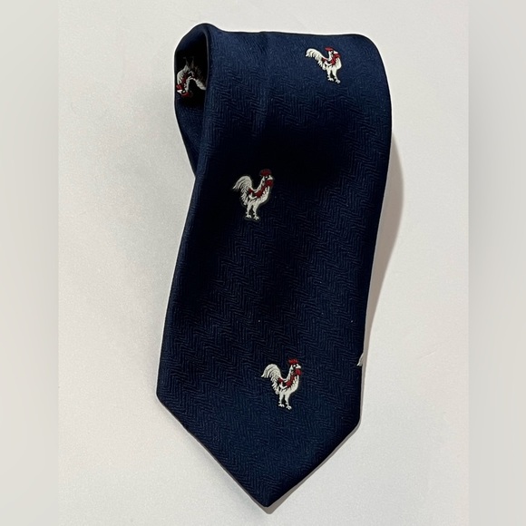 Vintage Blue Necktie By Damon Rooster 100% Imported Textured Polyester 55” - Picture 2 of 10